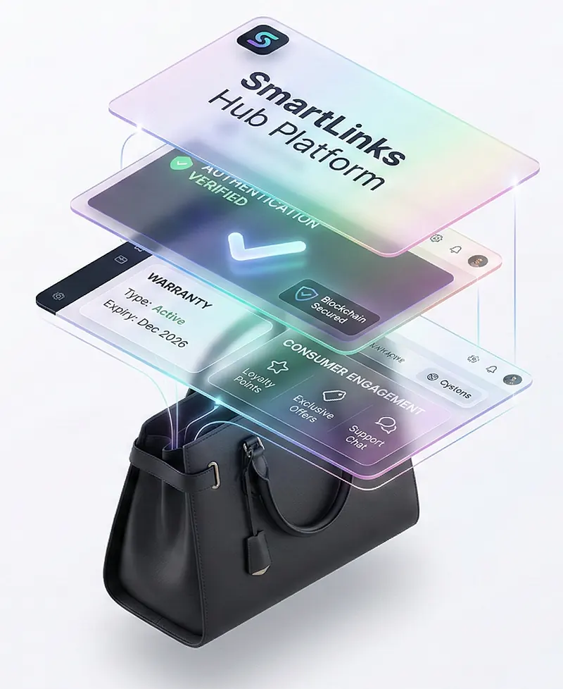 SmartLinks Hub platform capabilities — modular feature cards radiating from a central hub