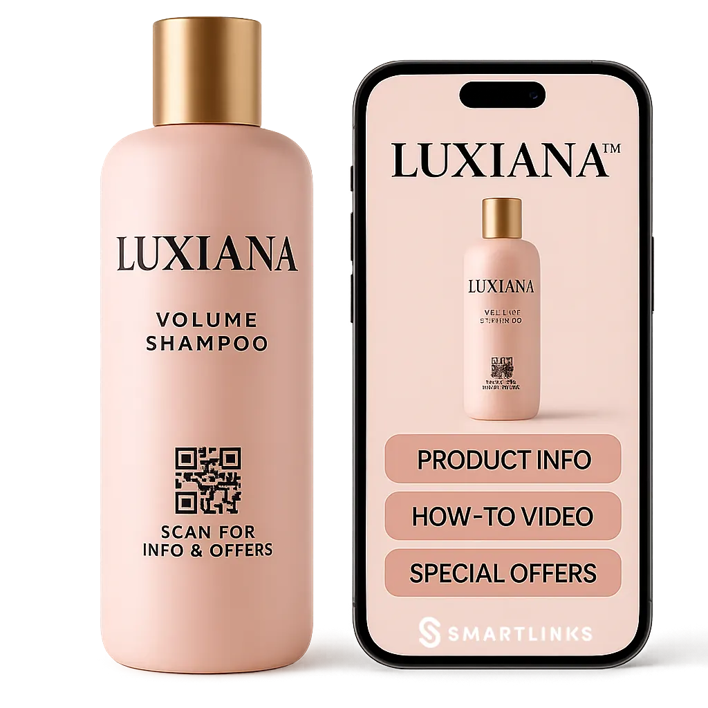LUXIANA Volume Shampoo with SmartLinks mobile app interface