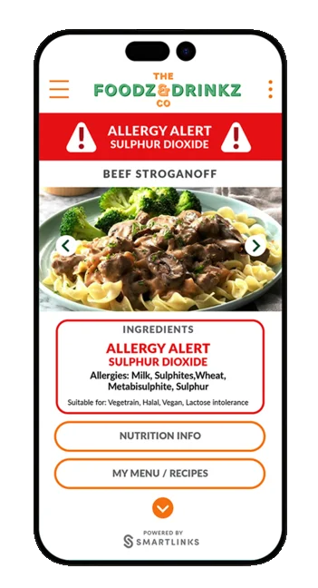 SmartLinks allergen alert on a food product