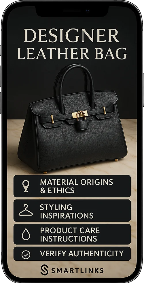 Connected luxury accessory with SmartLinks digital product passport and authentication — example 2