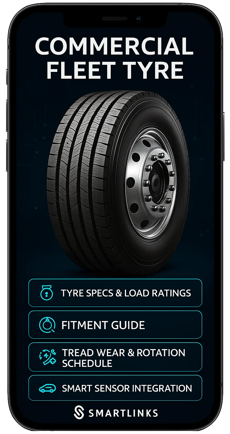 Connected fleet tyre with SmartLinks digital product passport — example 2