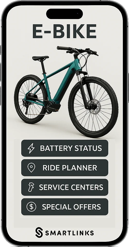 Connected e-bike accessory with SmartLinks digital product passport — example 1