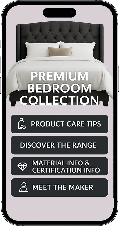 Connected furniture piece with SmartLinks digital product passport — example 2