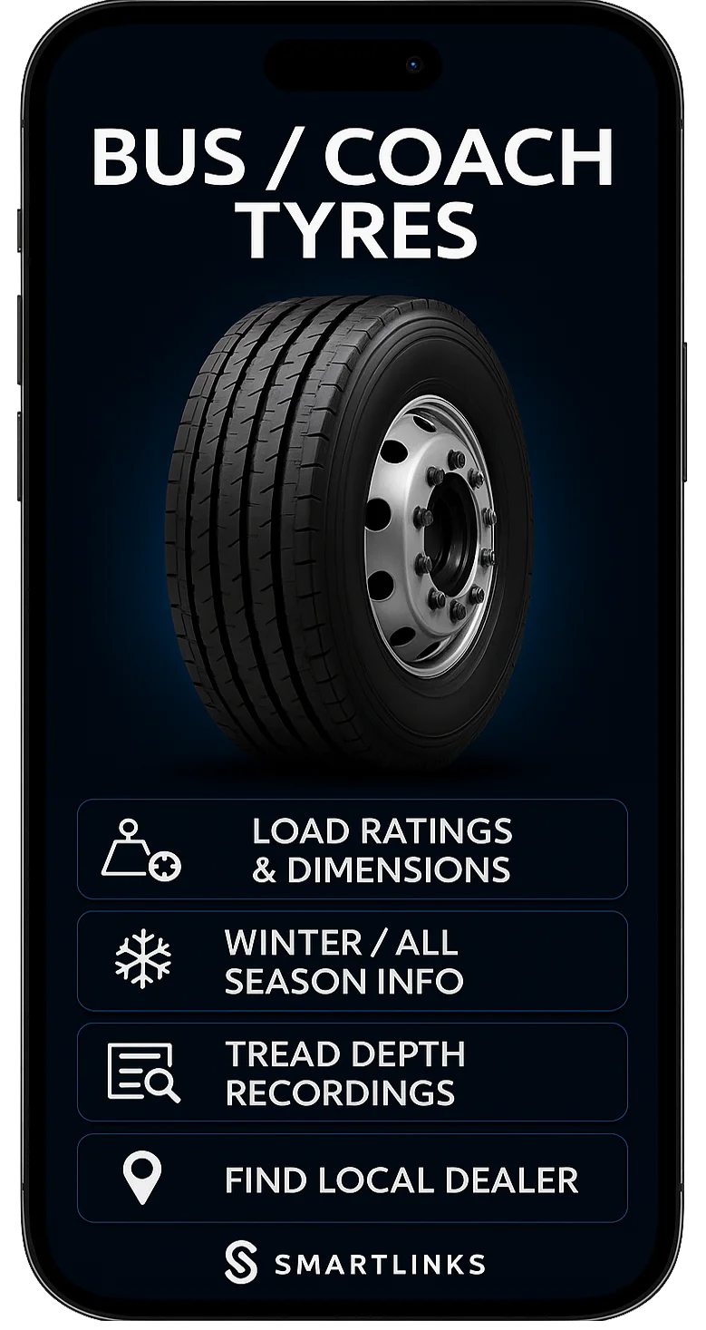 Connected fleet tyre with SmartLinks digital product passport — example 3